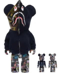 Bearbrick Bape Legacy Camo Shark 100% & 400% Set Navy