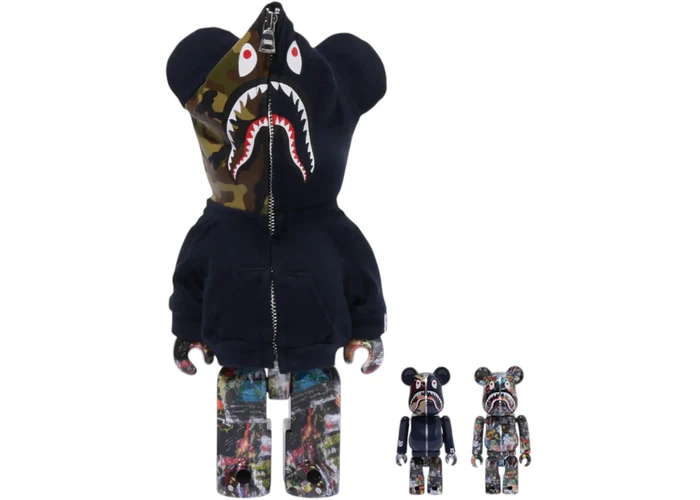 Bearbrick Bape Legacy Camo Shark 100% & 400% Set Navy