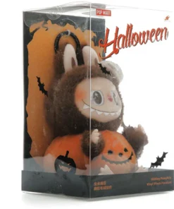 Pop Mart Labubu Happy Halloween Party Serie – Sitzender Kürbis Vinyl Plüschanhänger