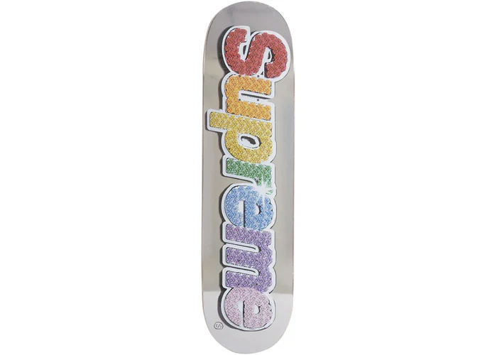 Supreme Bling Box Logo Skateboard Deck Platin