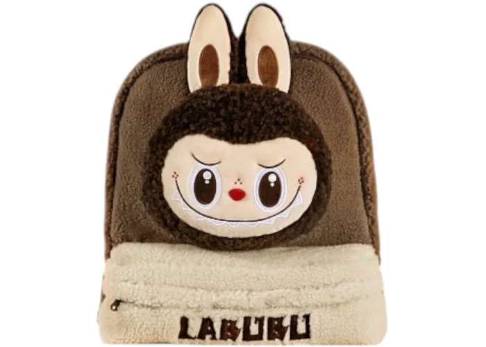 Pop Mart The Monsters Labubu Classic Bag Series Fleece-Rucksack Braun